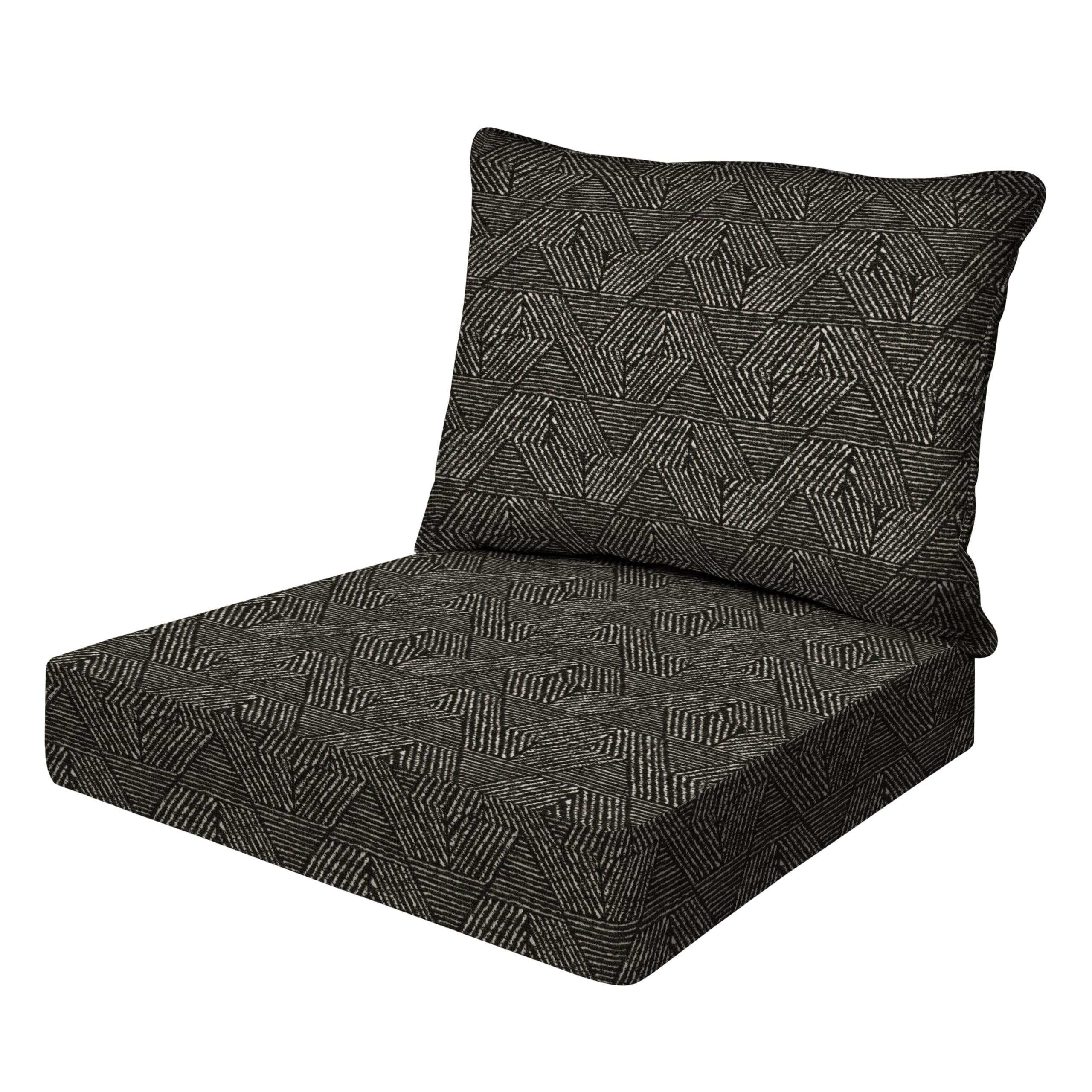 Honeycomb Outdoor Essentials Deep Seat, 24 x 24, Zaire Black Chair Cushion with Removable Cover, for Patio Furniture