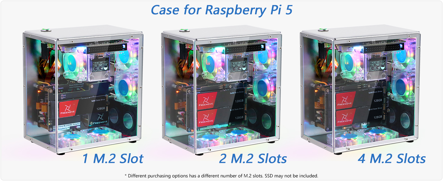 Amazon.com: Freenove Raspberry Pi 5 PC Case Kit, M.2 NVMe SSD Slot