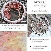 Vista 8 de Atrapasueños, árbol de la vida rosa atrapasueños, decoración de pared con piedra de cristal curativo natural, cristal rosa perfecto hecho a mano