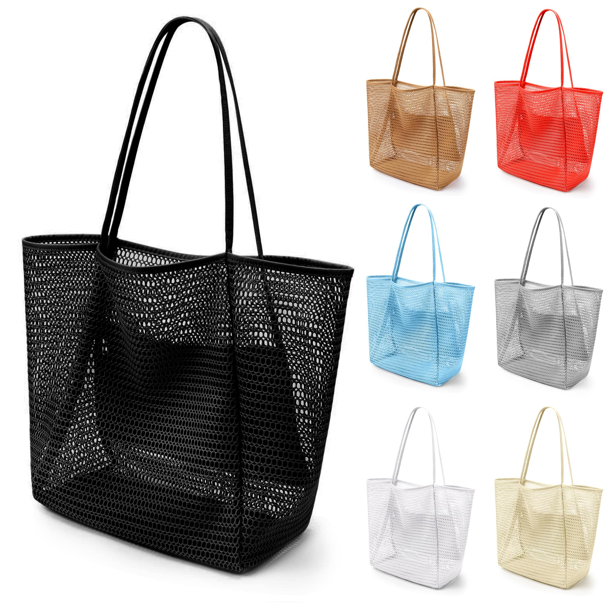VOROLO Mesh Tote Beach Bag,Women Fairycore Hobo Bag,Shoulder Bag,Soft Summer Casual Crochet Bags