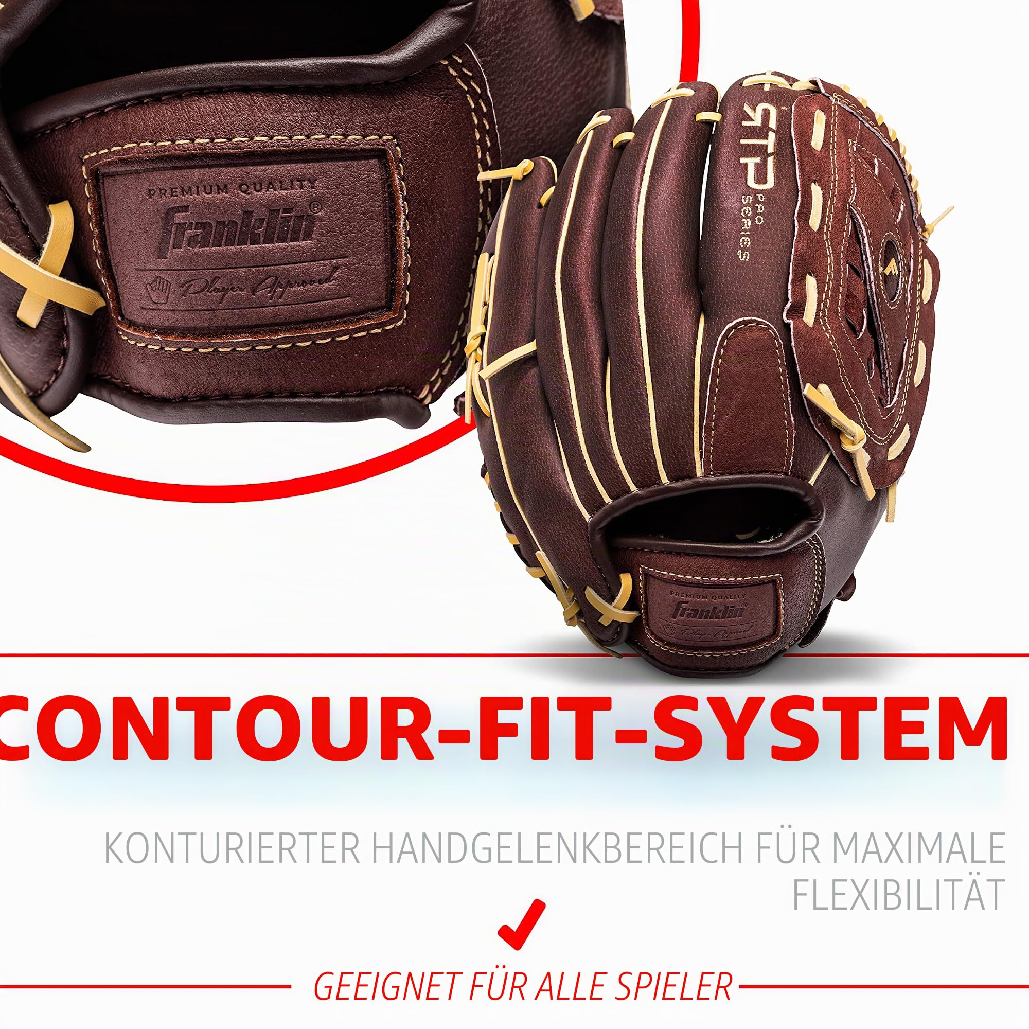 Franklin Sports RTP Pro Baseballhandschuh – Erwachsene + Jugendliche Feldhandschuh – Righty – Camel