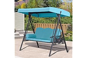 Purple Leaf 3-Seat Deluxe Outdoor Patio Porch Swing with Adjustable Canopy