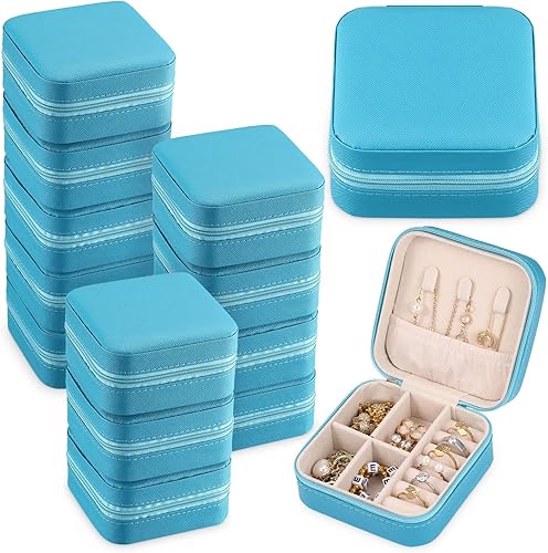Miniatura 7 de 12 piezas mini estuche de joyería de viaje para dama de honor cajas de regalo pequeñas de joyería de cuero sintético caja organizadora de aretes de