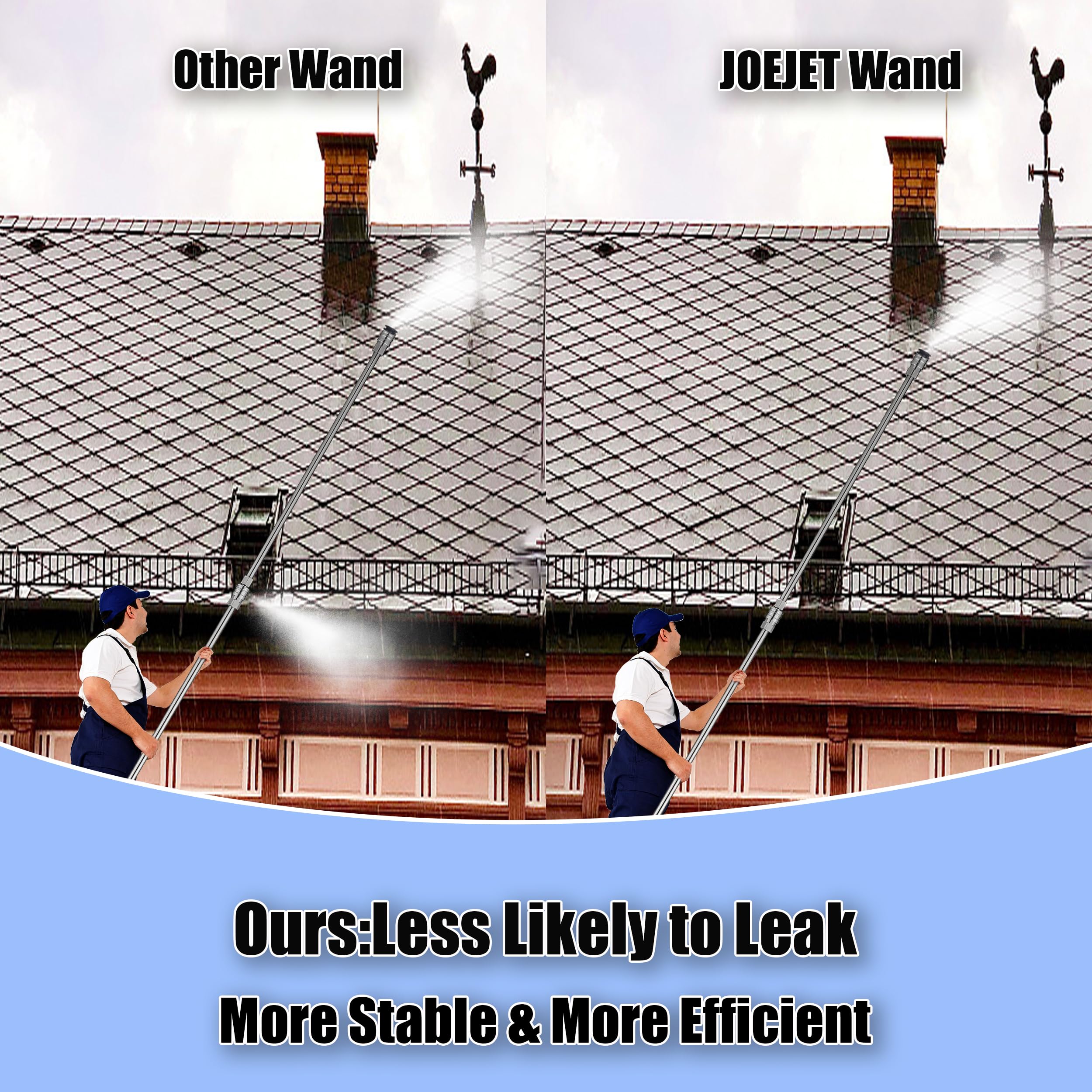 JOEJET - Vara de extensión para limpiadora a presión, cuerpo y accesorios de acero inoxidable, lanza de hidrolimpiadora de 43 cm con conexión rápida de 1/4", paquete de 2