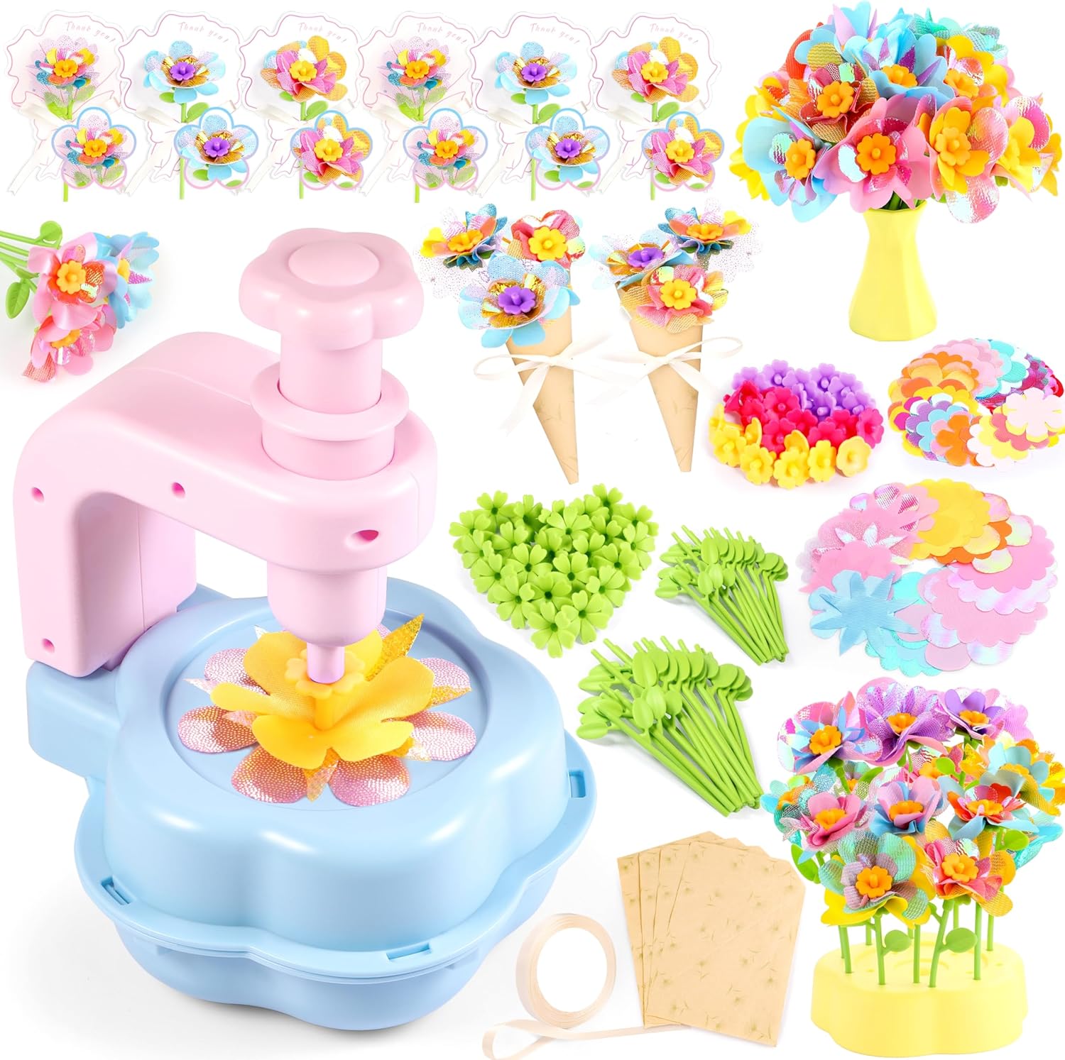 Kids Crafts, Arts and Crafts for Kids 4-6, Craft Kits, Frozen Toys, Fabric Flower Bouquets Toys, 6 Year Old Girl Birthday Gift, 8 Year Old Girl Birthday Gift, Christmas Gifts Halloween Crafts