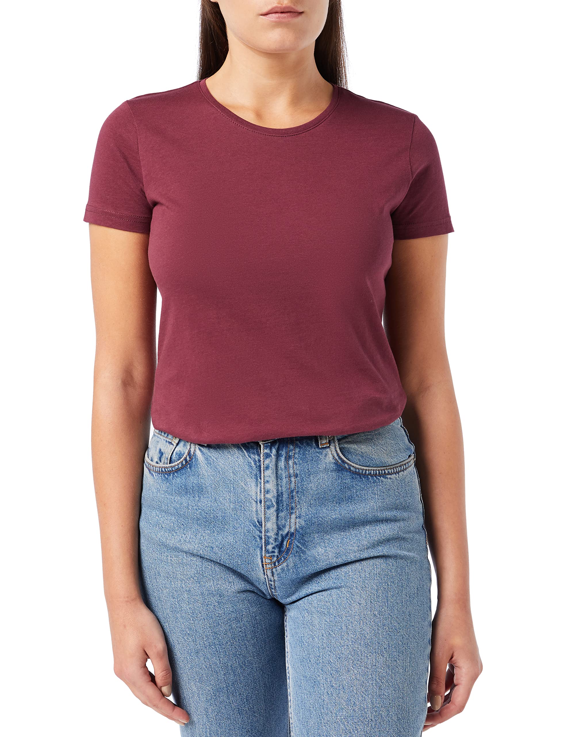 Stedman Apparel Women's Classic-T Plain Short Sleeve T-Shirt, Red (Burgundy Red), 16 (Manufacturer Size:X-Large)