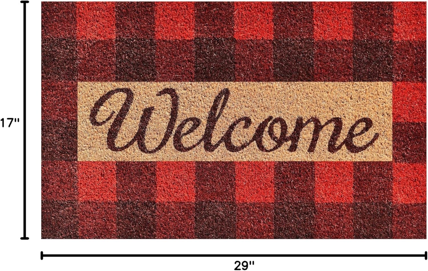 Calloway Mills AZ106321729 Tartan Plaid Doormat, 17" x 29", Red/Natural