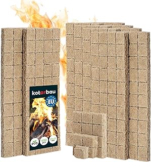KOTARBAU® Set 400 Unidades Pastillas Encendido Barbacoa - Lana De Madera - 25x8x13 cm - Pastillas Encendido Chimenea - Iniciador De Fuego