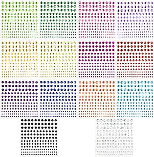 2310 PCS Rhinestone Stickers, Self Adhesive Gems Stickers in 4 Size 14 Colors for Face Nail Body Makeup Festival, 14 Sheet...