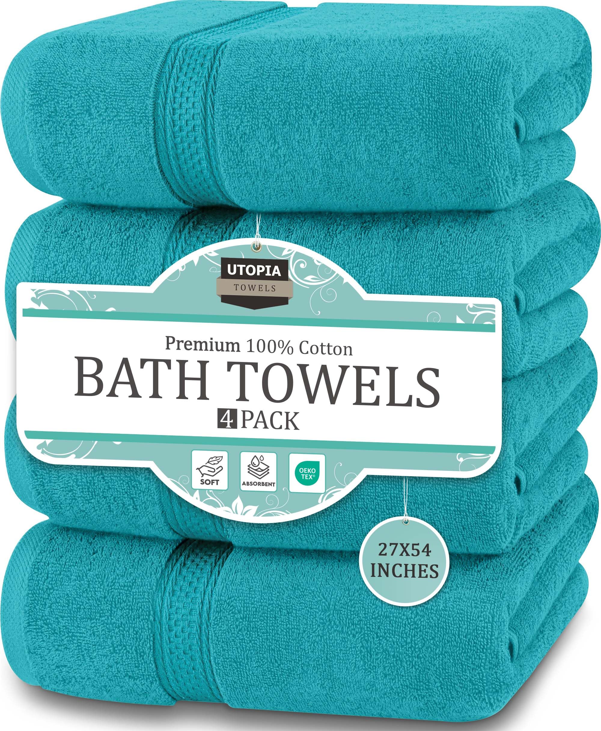 Utopia Towels - 4 Piece Bath Towels Set (69 x 137 CM) - Premium 100% Ring Spun Cotton - Quick Dry, Highly Absorbent, Soft Feel Towels, Perfect for Daily Use (Turquoise)