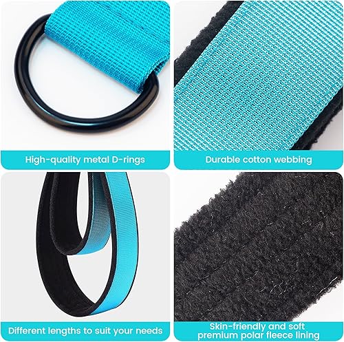 Miniatura 3 de 2 correas cómodas de doble bucle para Pilates de grosor mejorado, correa de anillo en D para gimnasio en casa y accesorios de entrenamiento de yoga