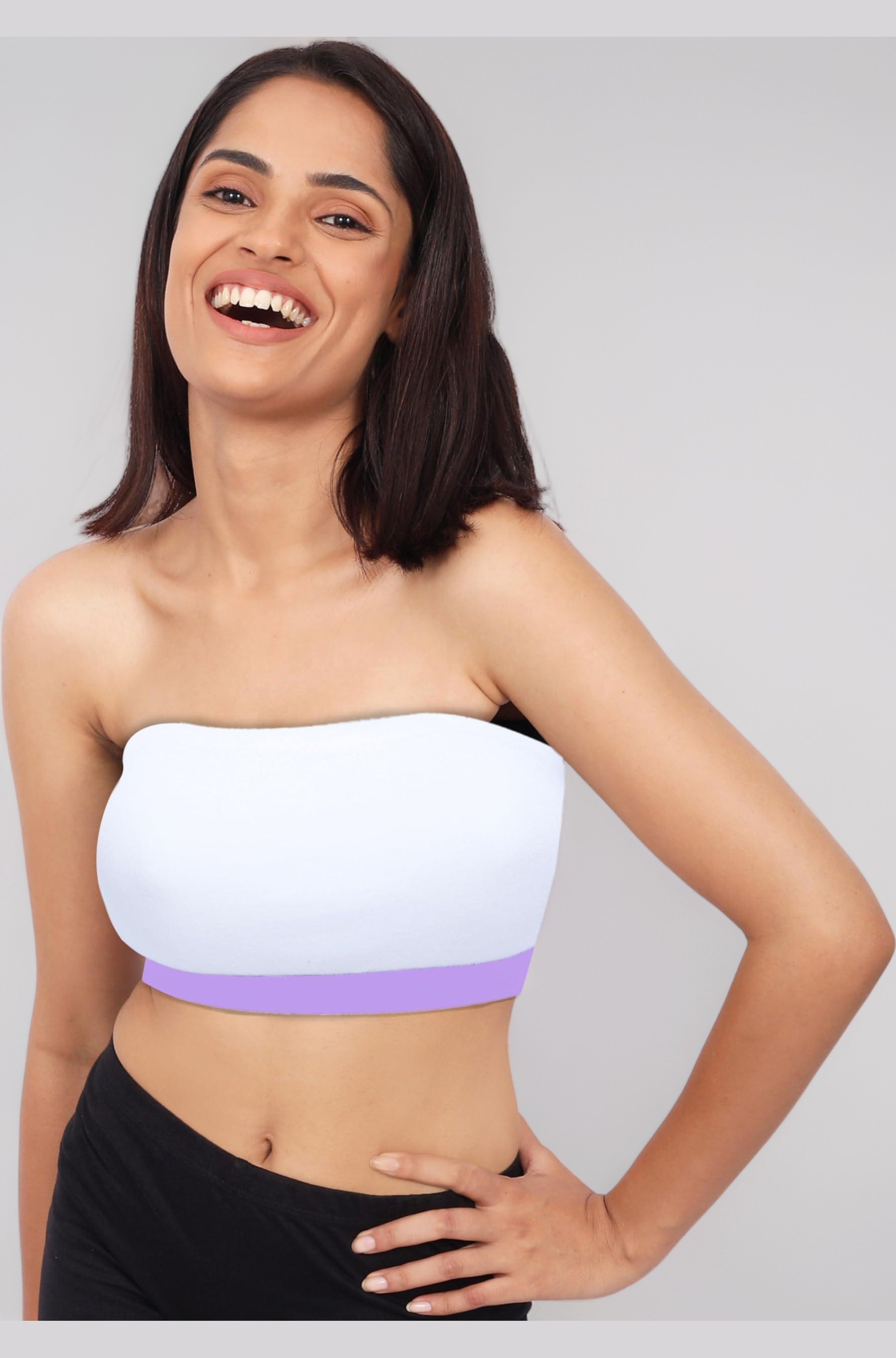 DChica Slip-on Strapless Bra for Women's, Cotton Non-Padded Full Coverage Wire Free Tube Bra for Low-Cut Tops, Dresses, Off Shoulder/Crop Tops & Western Outfits (Pack of 1 Bra)