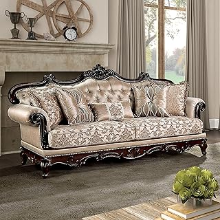 Furniture of America Adelaide Fabric Upholstered 90-inch Rolled Arms 3-S...