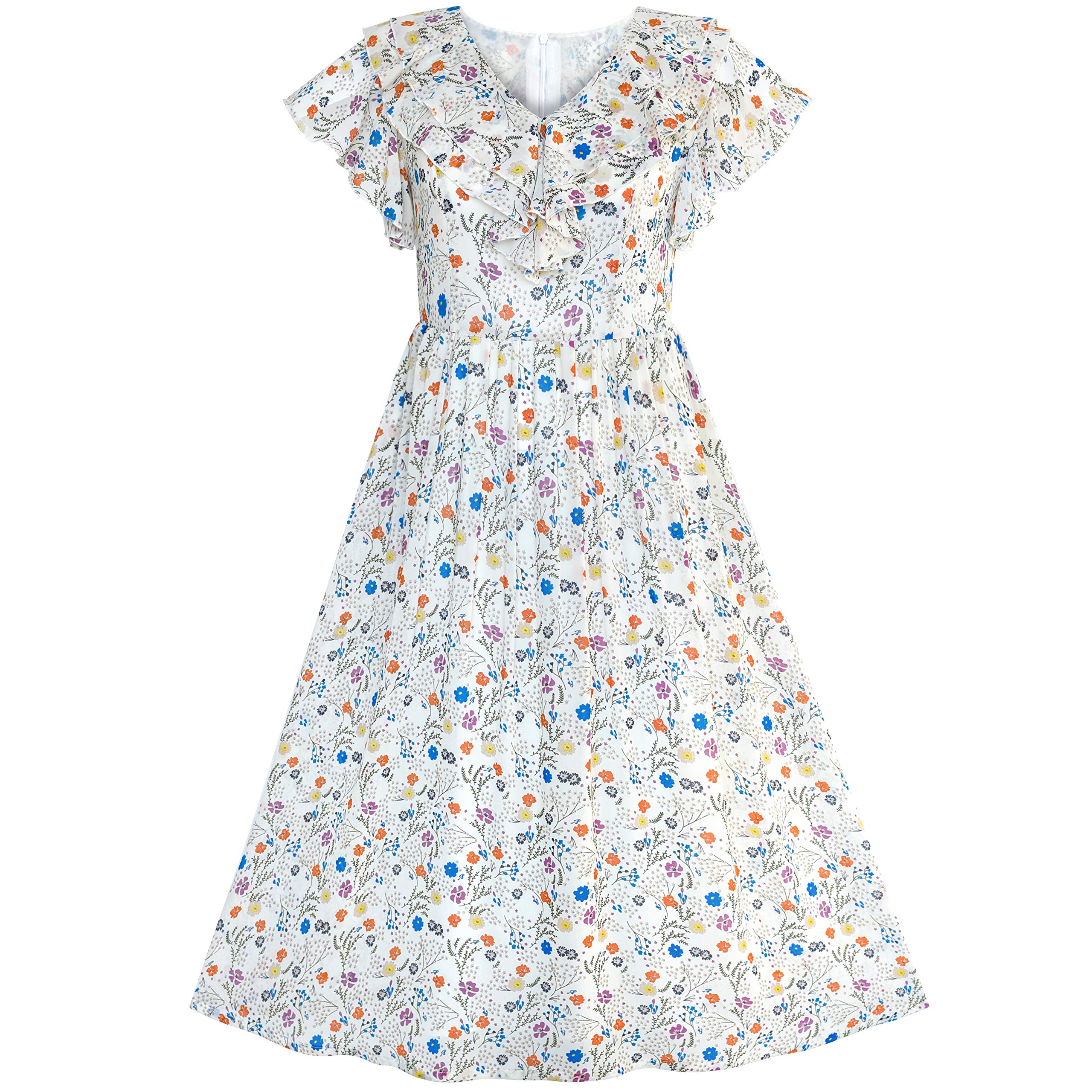sunny fashion dresses Sunny Days Floral Midi Dress M Off White by Lane 201
