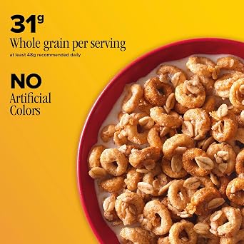 Cheerios Oat Crunch Cinnamon Cereal, Whole Grain, Family Size, 24 oz