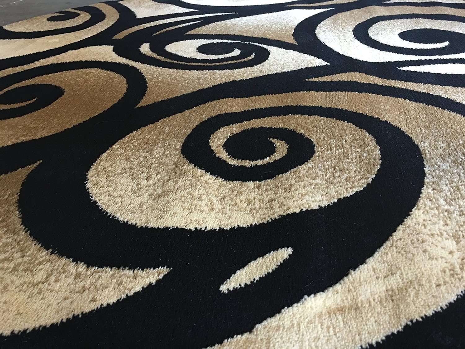 Bellagio Modern Round Contemporary Area Rug Black Carpet King Design 341 (5 Feet 3 inch X5 Feet 3 Inch)