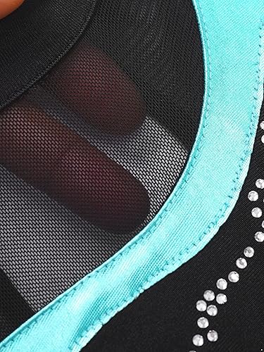 Miniatura 5 de TSSOE Vestido de patinaje artístico de manga larga con lentejuelas para niños y niñas, ilusión, ballet, bailarina