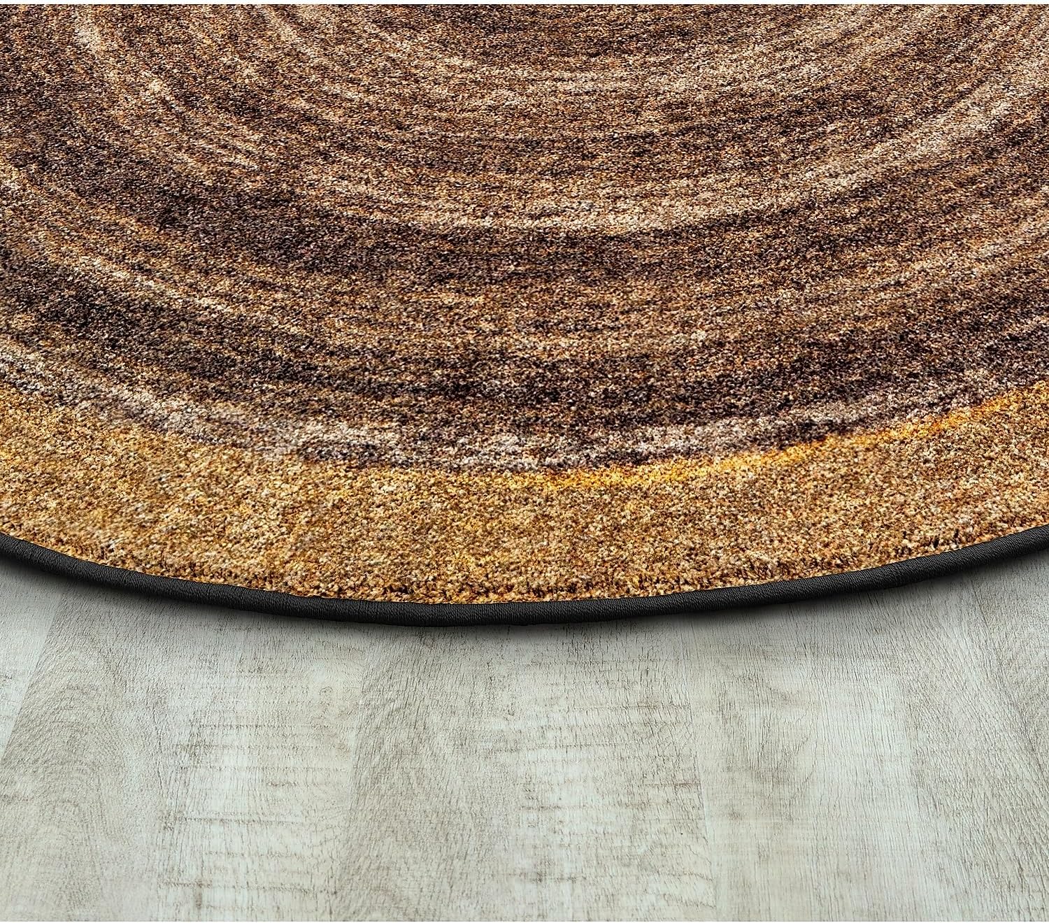 Joy Carpets Feeling Natural 5'4" Round Area Rug in Color Walnut