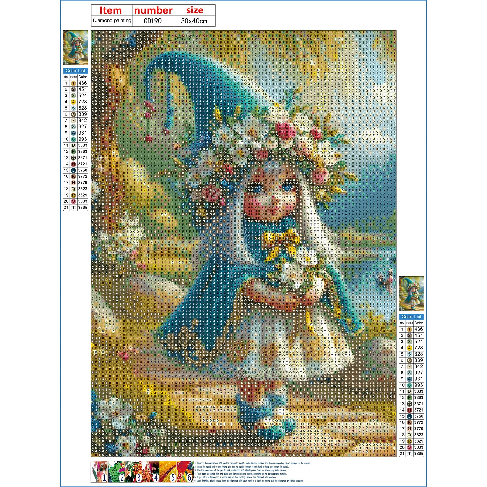 GDYEEH Kit De Peinture Diamant 5D - Motif : Fille D'ange - Pour Adultes Débutants - Pour La Décoration De La Maison - 30 X 40 Cm