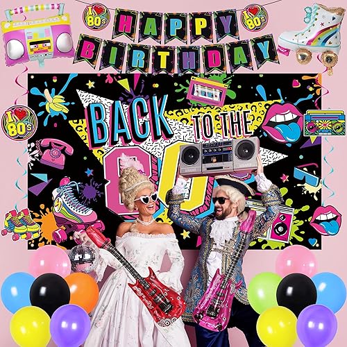 Miniatura 4 de Holkcog Decoraciones de fiesta de los años 80, suministros de decoración de fiesta de cumpleaños temática de los 80, suministros para fiesta de los