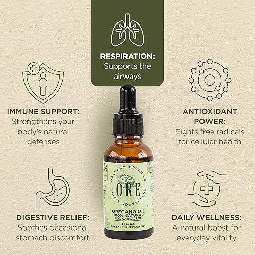 Miniatura 2 de ORE Gotas de aceite de orégano mexicano de 1 onza  80% Carvacrol  Extracto de hierbas silvestres para apoyo inmunológico y respiratorio  Suplemento