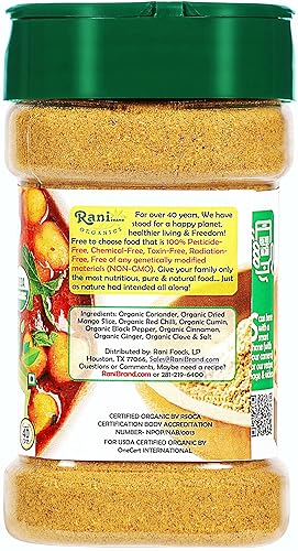Vista 4 de Rani Organic Chana Masala (mezcla de garbanzo curry de 9 especias) Tarro PET de 3 onzas (3.00 oz) ~ Todo natural Vegano Apto para gluten Sin