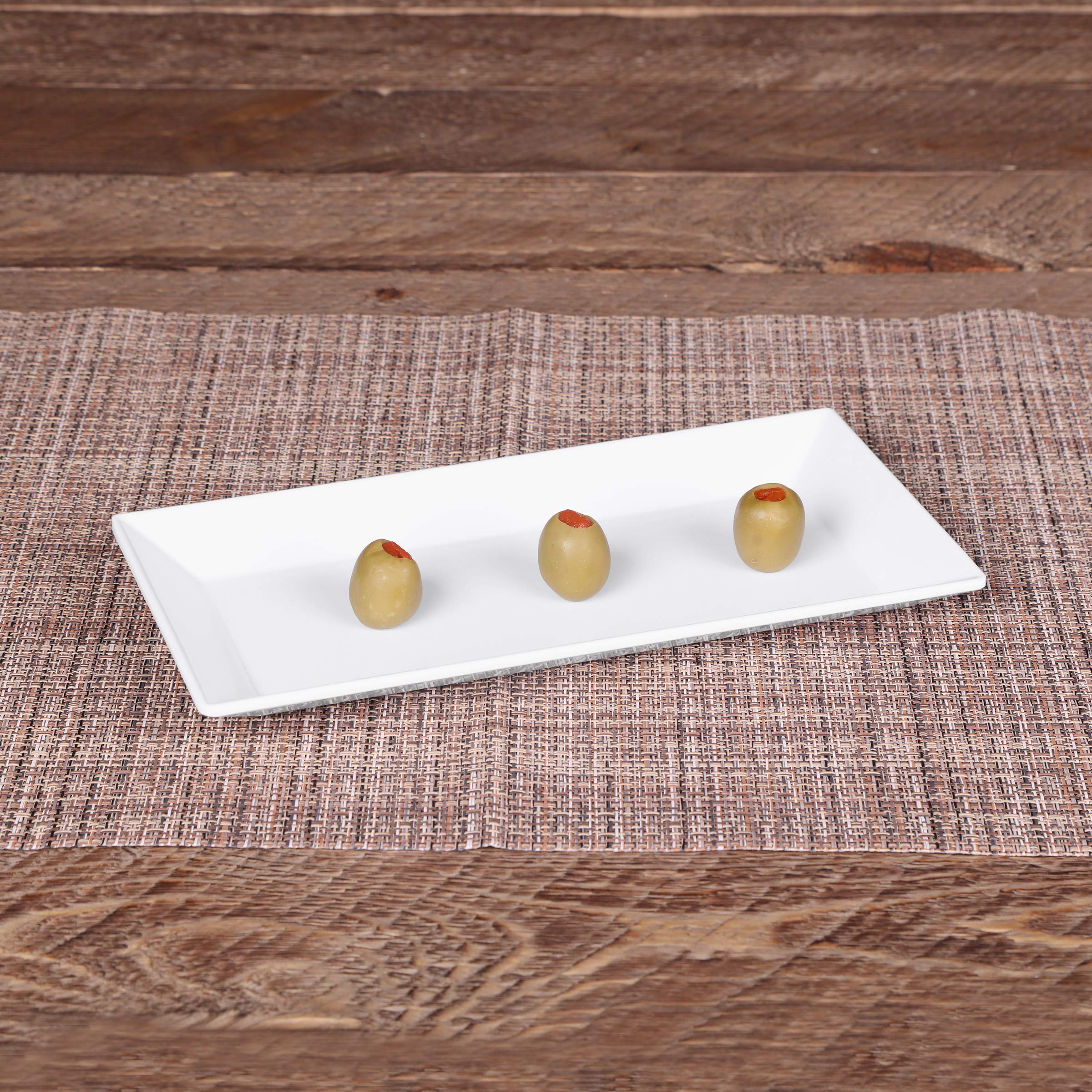 DMP94-W Rectangular Plate, 9 3/8" x 4 3/4" x 3/4" h., Melamine, White (Pack of 6)