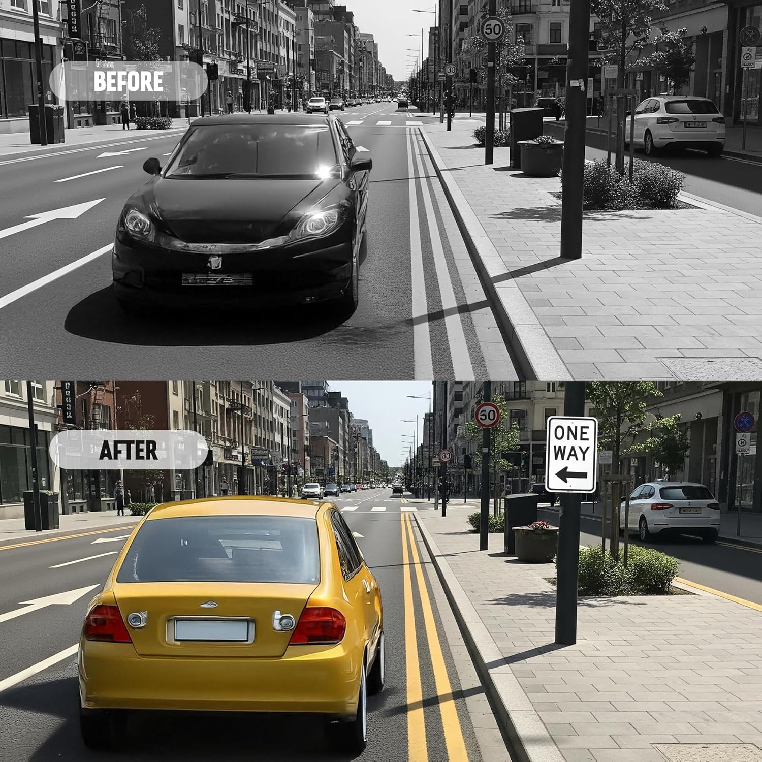 One Way Sign, One Way Sign with Left Arrow 18x12 3M Engineer Grade Reflective Rust Free .63 Aluminum, Easy to Mount Weather Resistant Made in USA by SmartSign