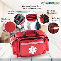 Vista 5 de Primacare KB-1088 EMT First Responder Trauma Bag, Empty Deluxe EMS Shoulder Bag, Professional First Aid Kit Bag with 4 Compartments for Emergency