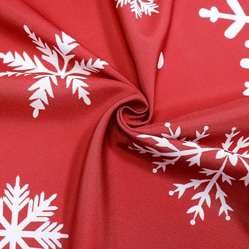 Miniatura 5 de Mantel de Navidad rectangular con diseño de copo de nieve, color rojo, para invierno, vacaciones, mantel impermeable para Navidad, sin manchas y