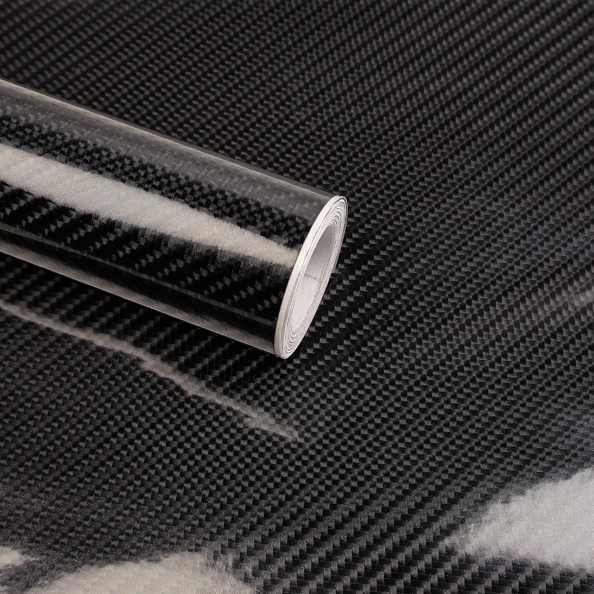 Lypumso 6D Carbon Fiber Vinyl Wrap Roll, Glossy Car Wrap Film Featuring Bubble Free Air Release Technology, Car Moto DIY Interior Exterior Decoration (Carbon Fiber Black, 1ft x 5ft)