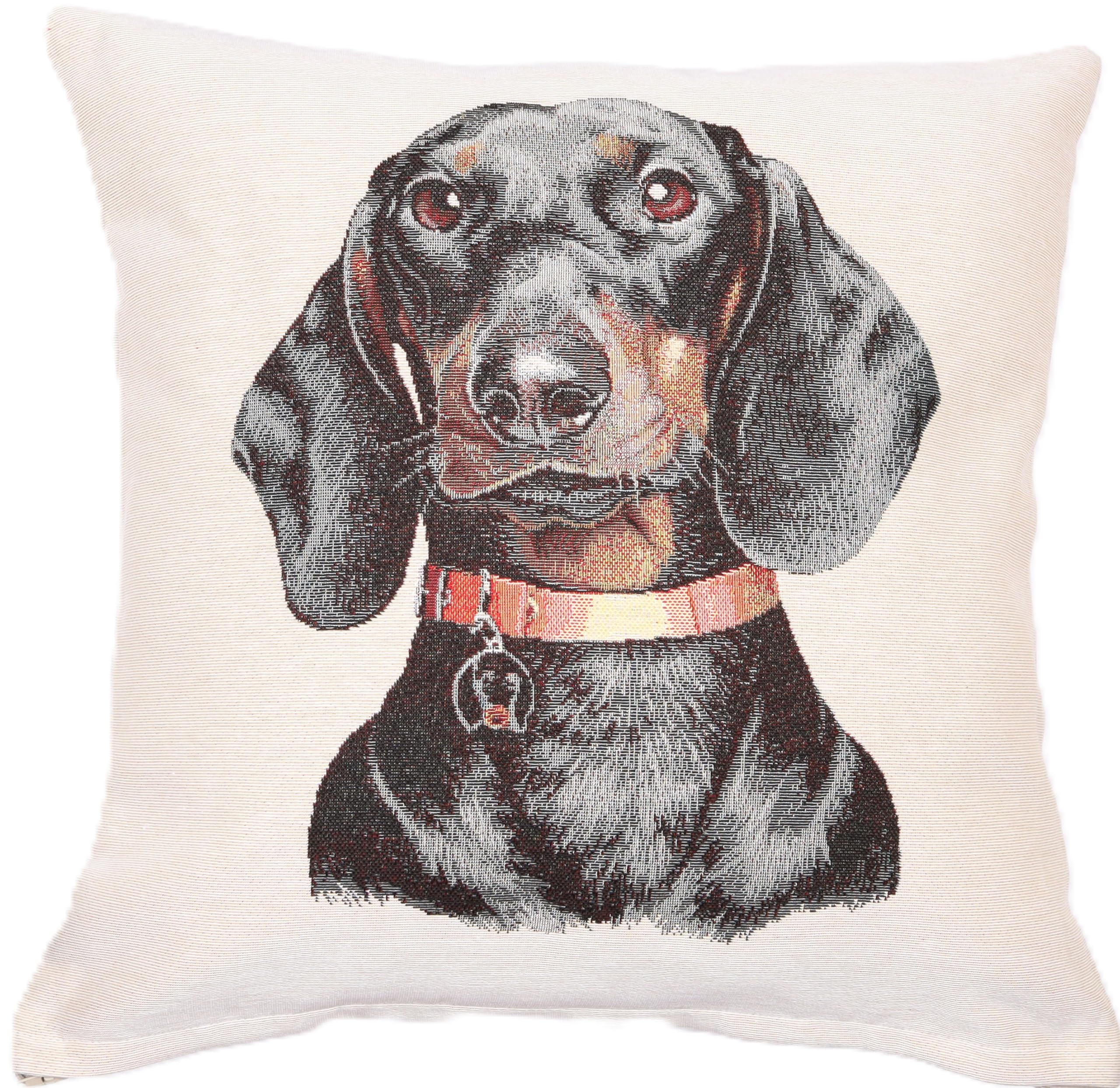 Funda de cojín de 45 x 45 cm para renovar sofás viejos con diseño de perro salchicha