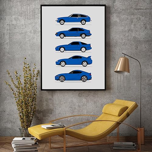 Vista 21 de Custom Car Posters Handmade Poster compatible with Toyota Supra Generations and Print of Toyota Supra - Blue, 11x14 Metallic Print (Unframed)