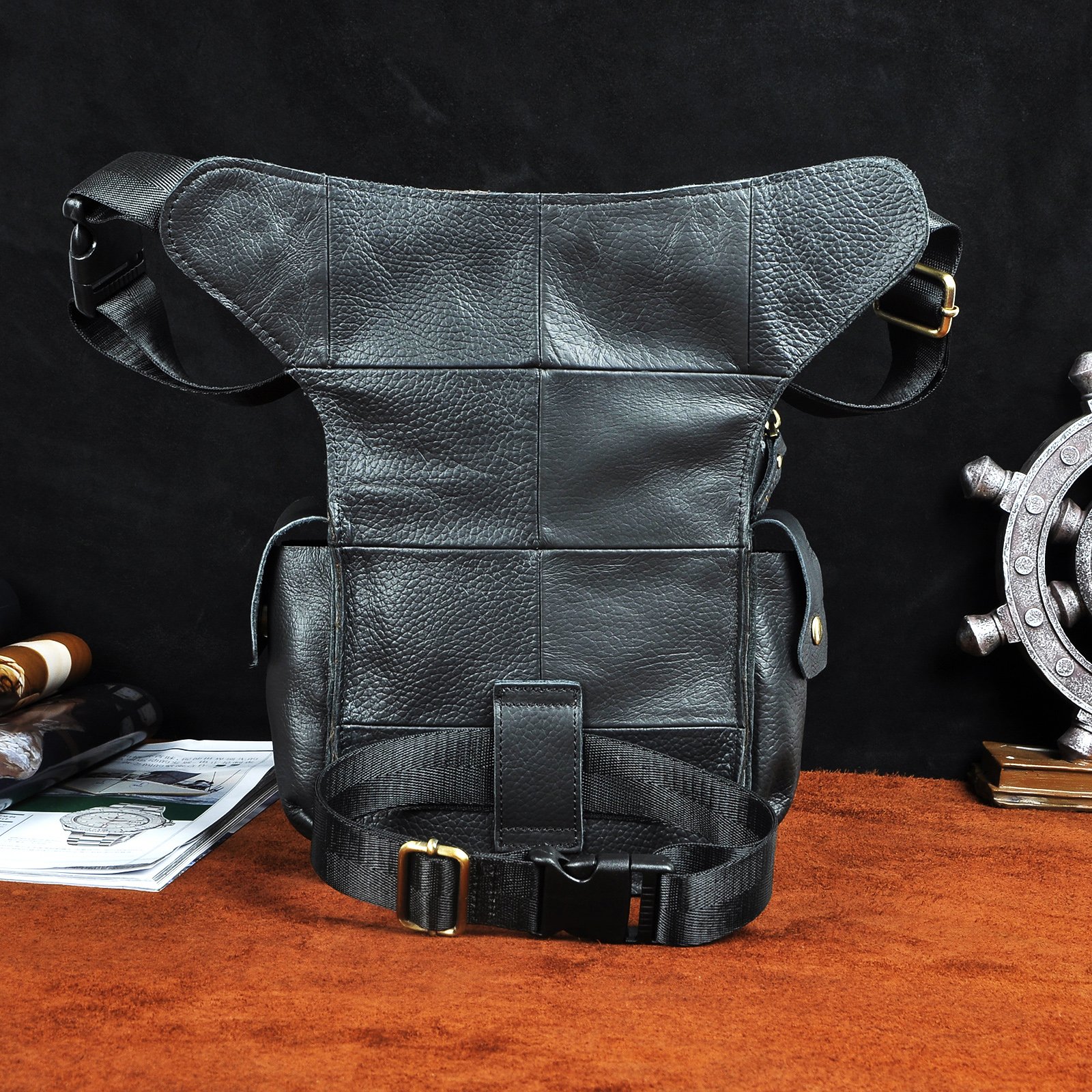 Amazon.co.jp: Le'aokuu メンズ レザー メッセンジャー