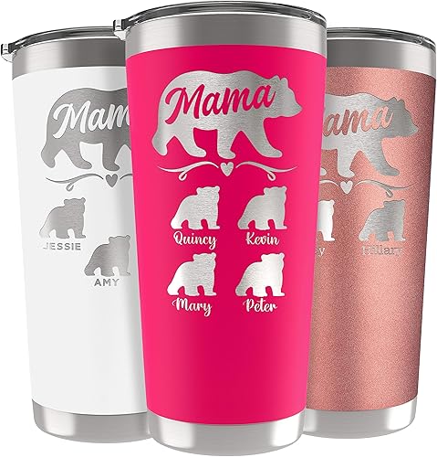 Vista 43 de Vaso de Mamá Oso, vaso personalizado para mamá Oro Rosa,Negro,Hot Pink,Rosado claro,Púrpura/Ombre Force.,Rojo,Azul (Sky Blue),Color verde