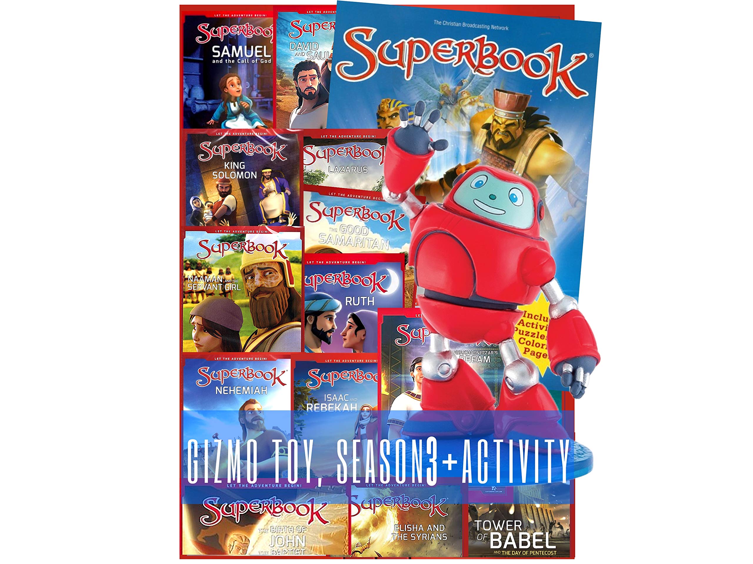 Superbook Gizmo Figurine, Superbook Season 3 Full Set (13 Episodes) + Activity Book