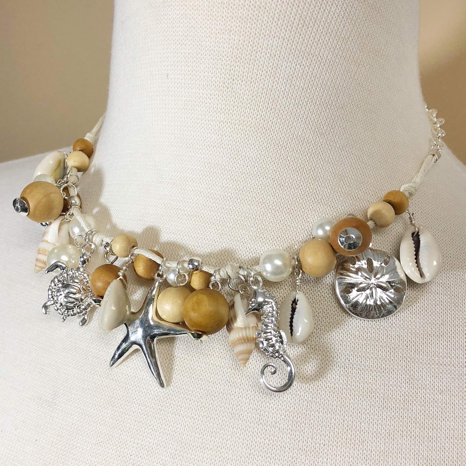 Gypsy Jewels Mixed Sealife Nautical Boutique Textured Statement Necklace & Earrings Set