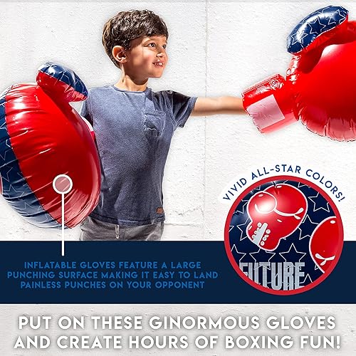 Miniatura 7 de Franklin Sports Guantes inflables de boxeo  Future Champs  Tamaño Jumbo Inflado  20 x 13.5 pulgadas