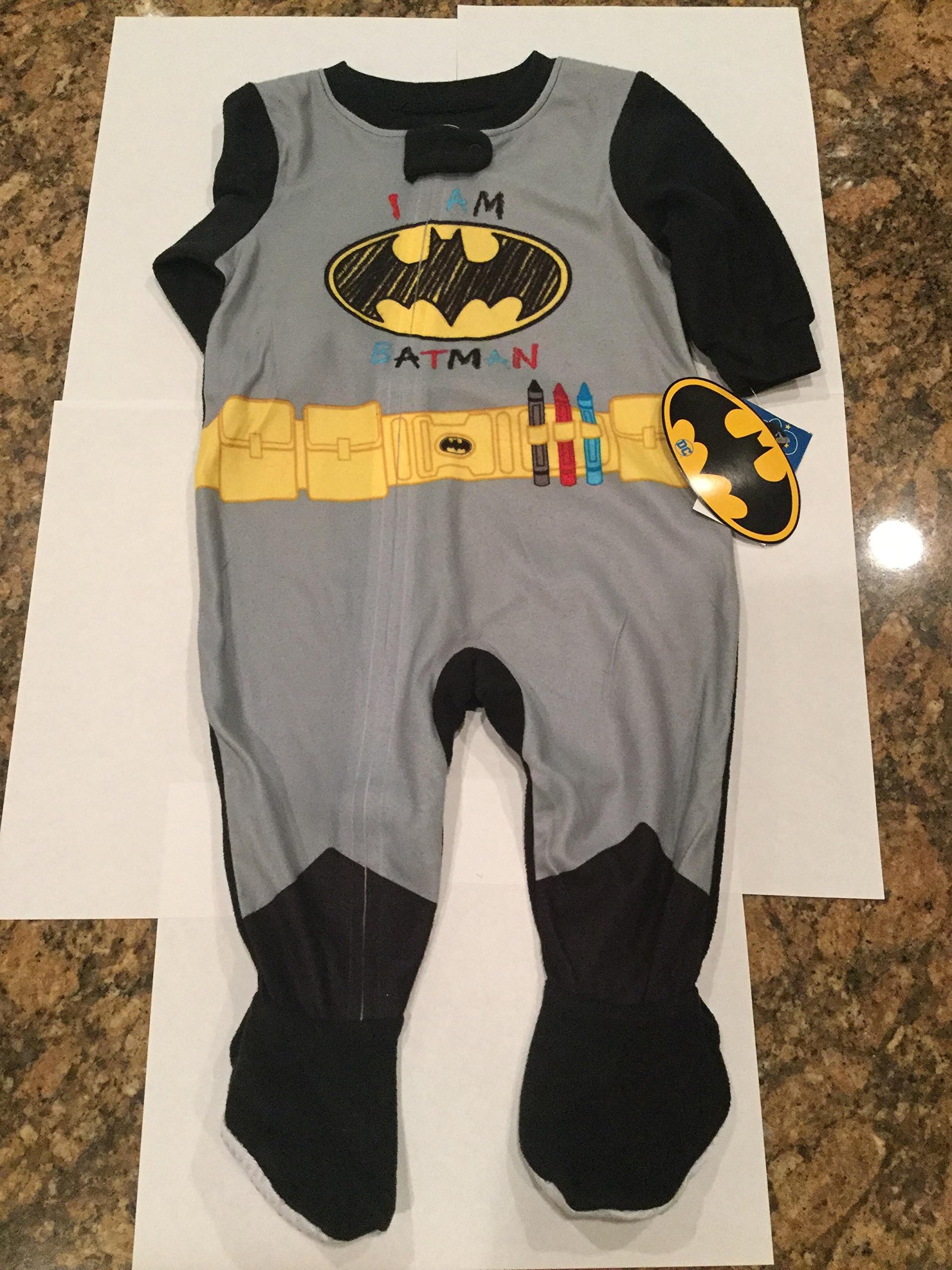 DC Batman Boys One Piece Bodysuit Pajamas with Footies,Multi-color,9 Months