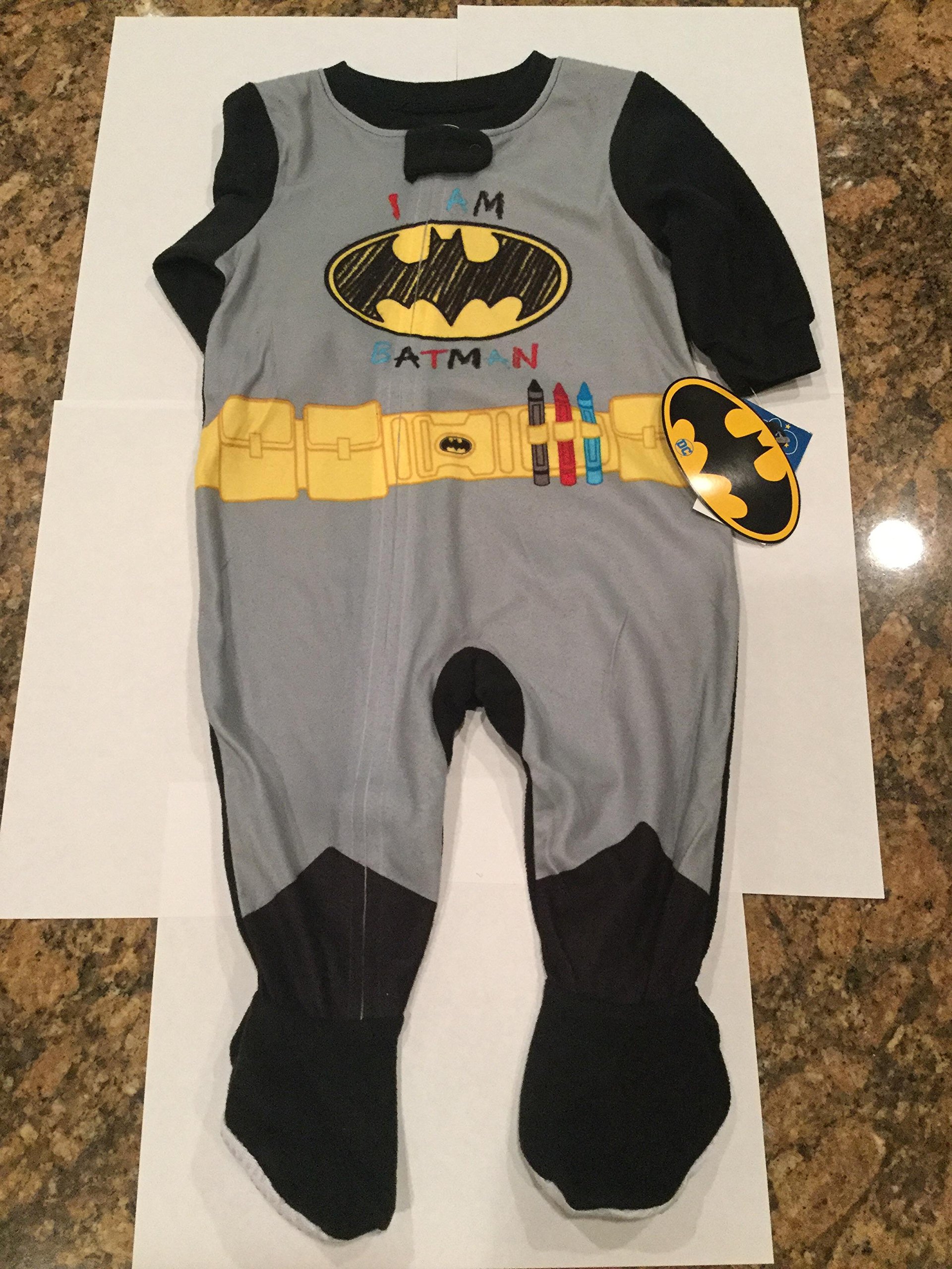 DC Batman Boys One Piece Bodysuit Pajamas with Footies,Multi-color,9 Months