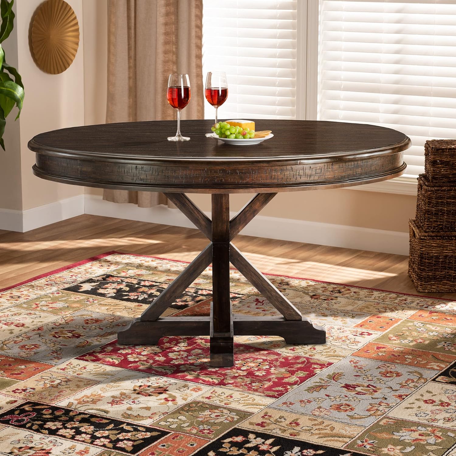 Lexicon Archer Round Dining Table, Driftwood Charcoal Tables