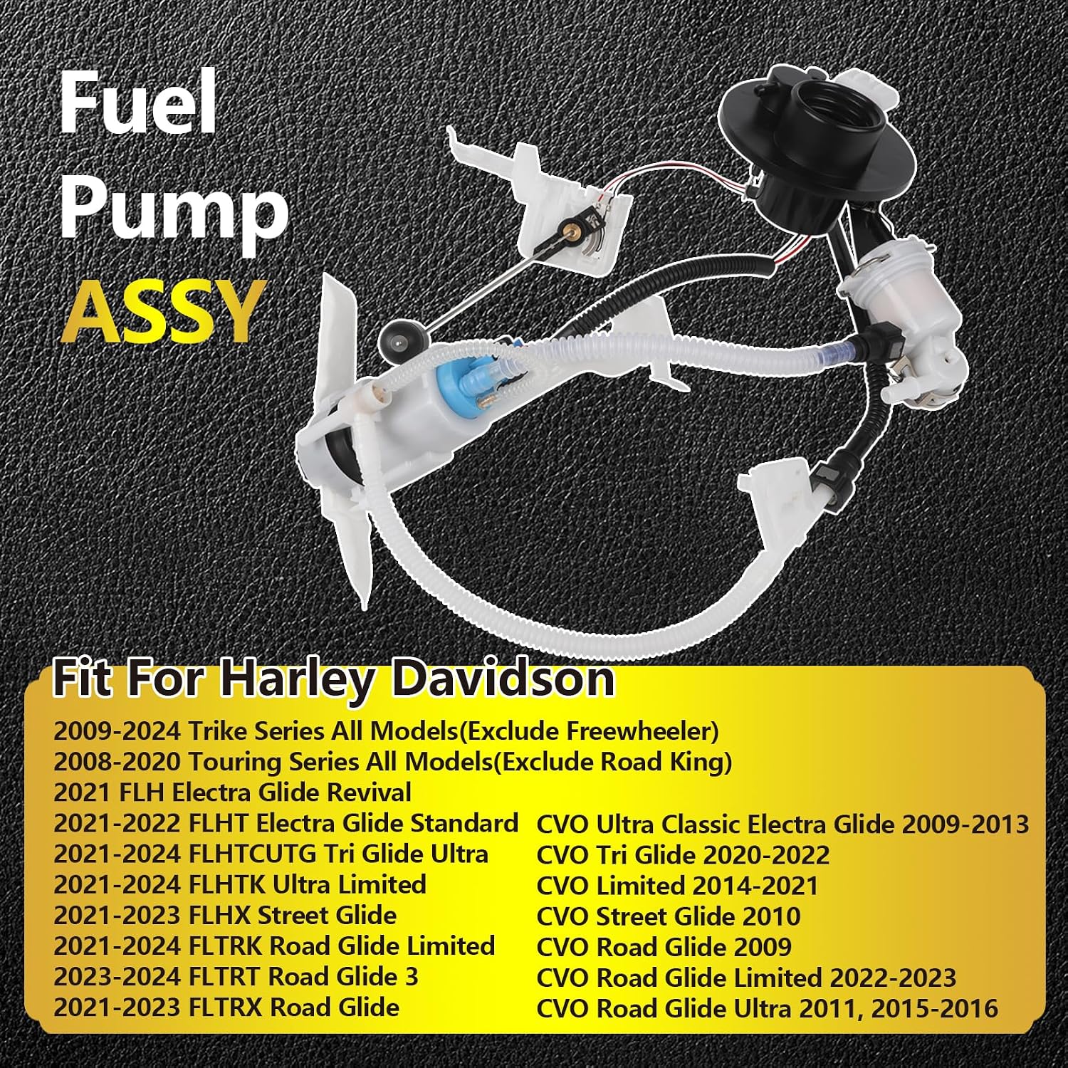 Fuel Pump Assembly Fits Harley Davidson 2008-2020 Touring Series(Exclude Road King), 2009-2024 Trike Series(Exclude Freewheeler), Replace NO.75069-08, 62908-08