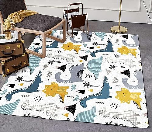 Miniatura 4 de Alfombra de área de dibujos animados para niños, 2 x 3 pies, lindo dinosaurio de animales, alfombra decorativa para habitación de bebé, alfombra