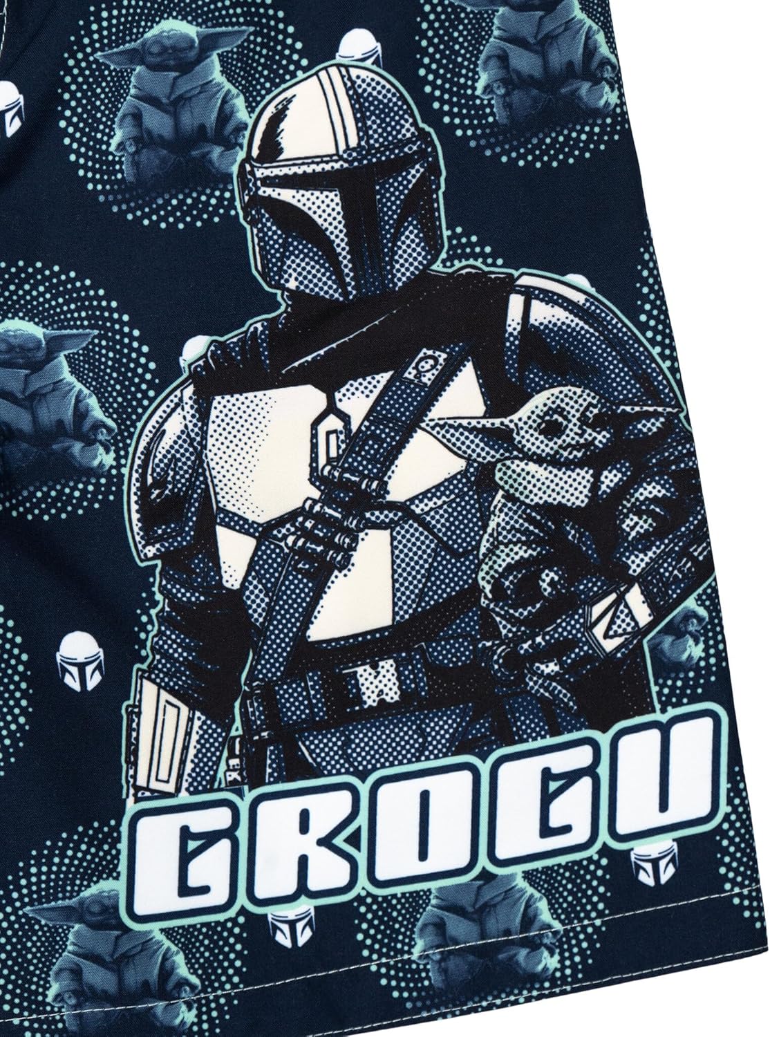 STAR WARS The Mandalorian Little Boys Rash Guard and Swim Trunks UPF 50+ Outfit Set Seafoam Green/Navy 6