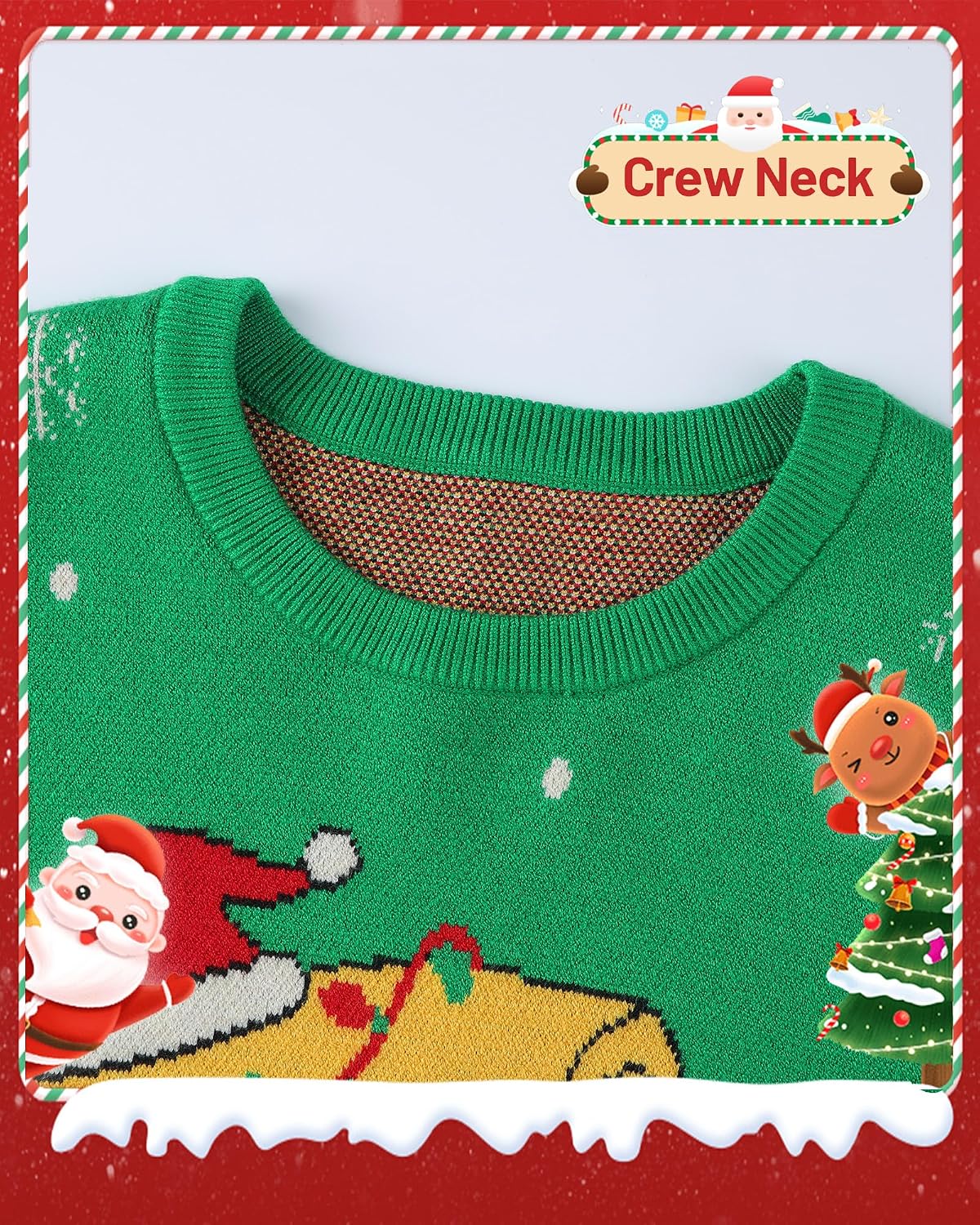 Runhit Boys Ugly Christmas Sweater Kids Funny Crew Neck Knitted Christmas Pullover for Xmas Holiday