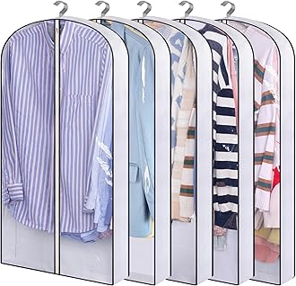 SLEEPING LAMB 40" Clear Garment Bags for Hanging Clothes Storage 4" Gusseted Suit Bags for Closet Storage Coat Cover for Shirts, Sweaters, Jackets (5 Packs)
