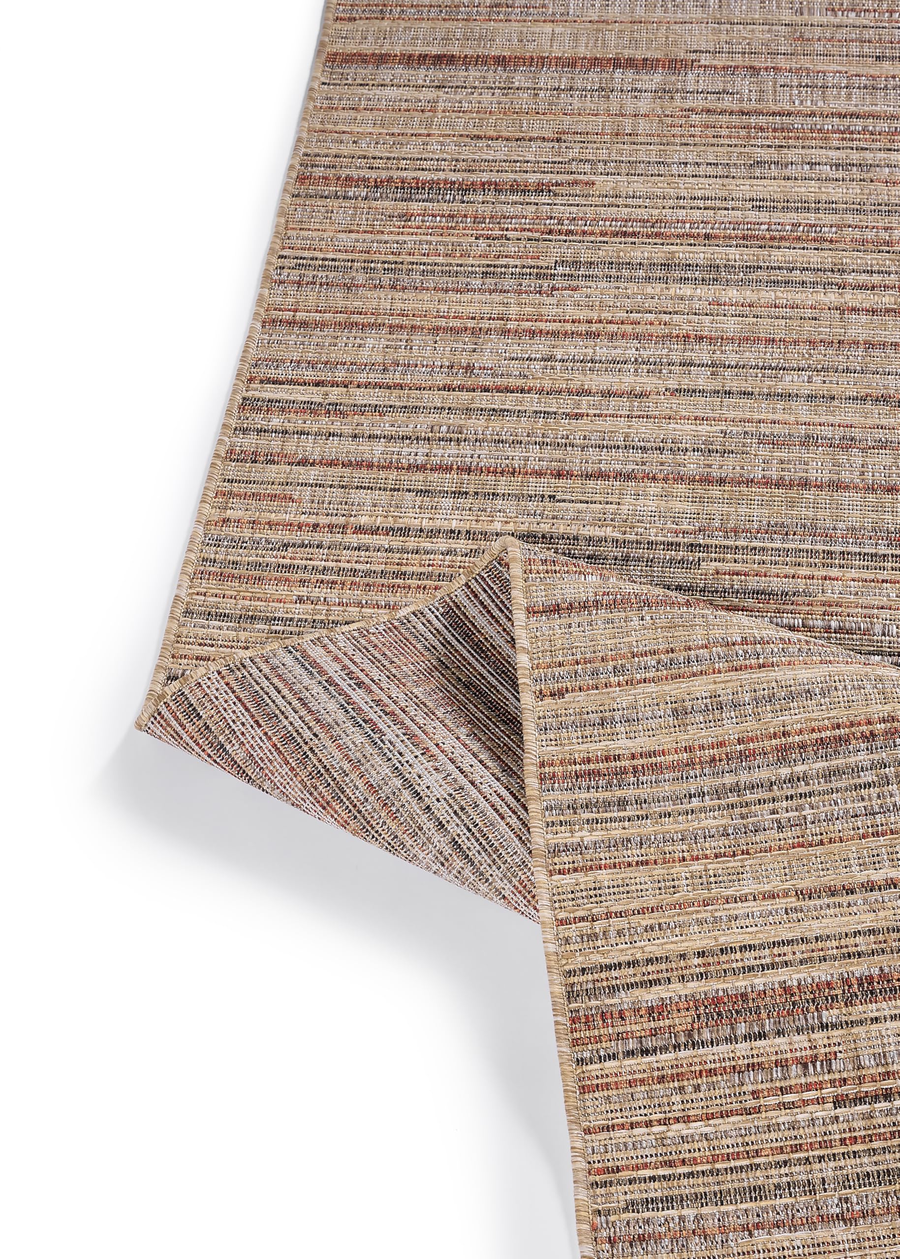 TAPISO Yucana Tapis Robuste Résistant aux Rayons UV Imperméable Tapis pour Intérieur et Extérieur Balcon Terrasse Jardin Marron Beige Boho Ethnique à Rayures Mélangé Moderne 200 x 300 cm