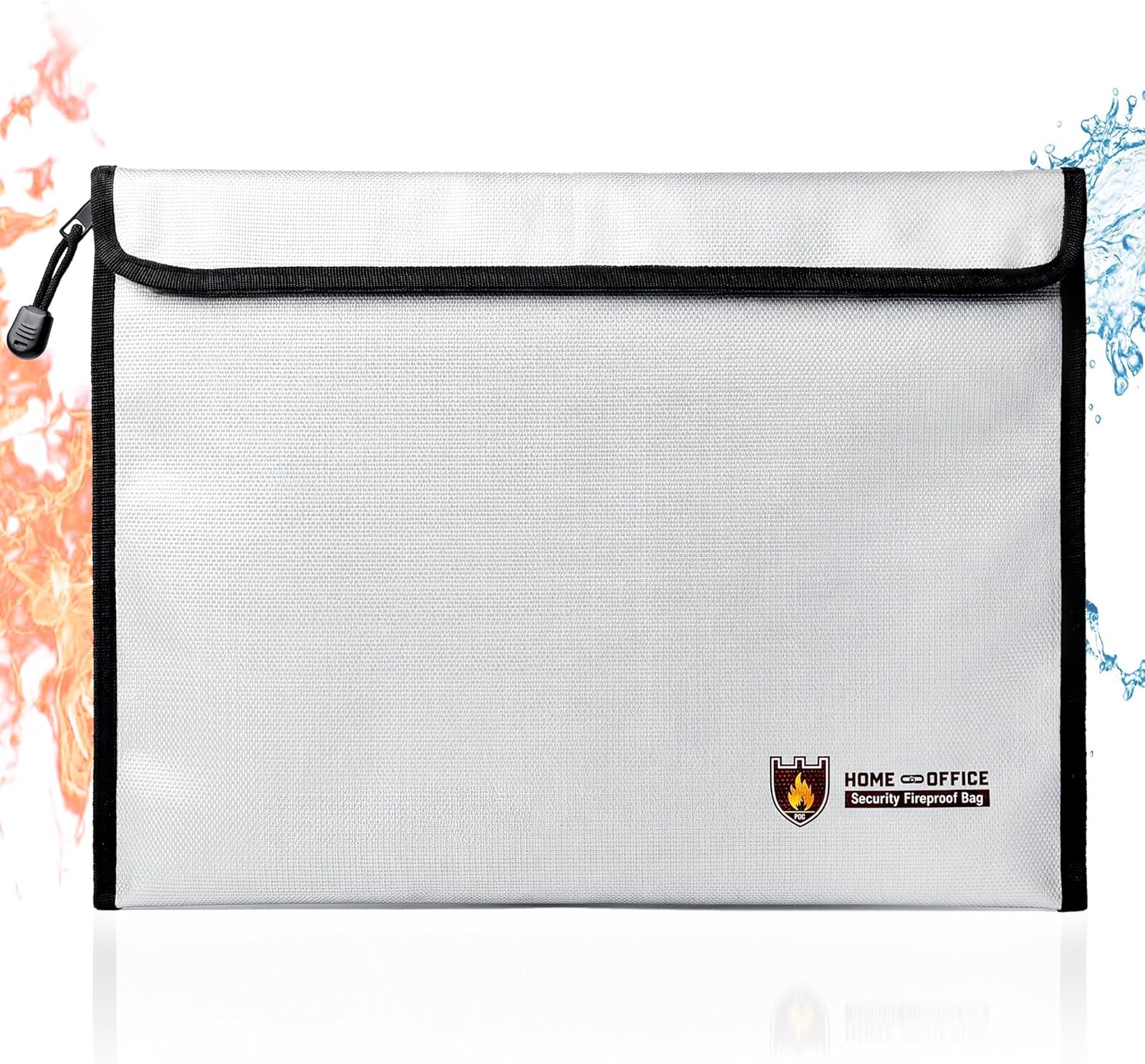 Fireproof Document Bag 15”×11”,Extra Large Waterproof Fireproof Money Bag (5200℉),Important Document Holder & Organizer Storage with Zipper for Cash,Passport,Safe,Certificates and Valuables