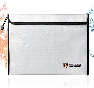 Fireproof Document Bag, 15 x 11 Inch Waterproof Document Pouch with Zipper