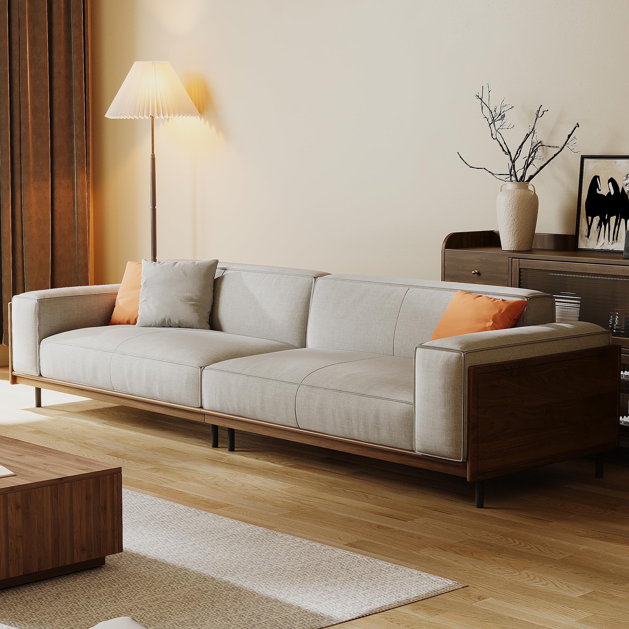 Mid-Century Modern 4-Seater Sofa - Gray
